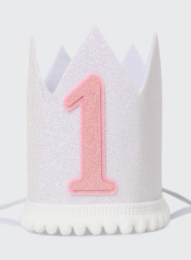 HGFC Boho Natural Birthday Hat For Baby - 1st Birthday Party Hat Decorations，Baby Girl 1st Birthday Headwear，First Birthday Glitter Crown For Babies，Kids Party Photo Booth Prop Hat - Image 1